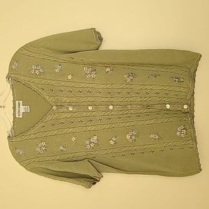 Alfred Dunner Embroidered Knit Top Sz M